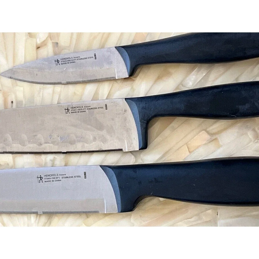 Henckels Assure Knife Set 5 Piece Knives‎ Serrated Stainless Steel Black Handle